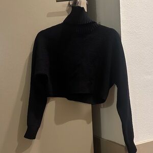 Black Turtleneck Cropped Sweater